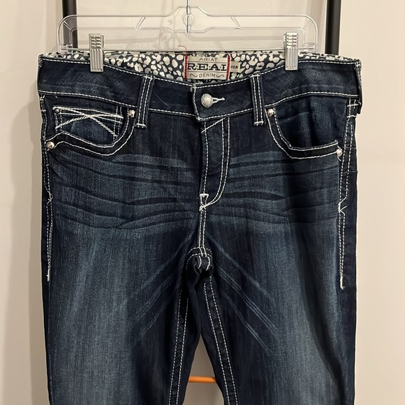 Ariat Blue Bootcut Denim Embroidered Jeans Women Size 32 - Picture 7 of 15